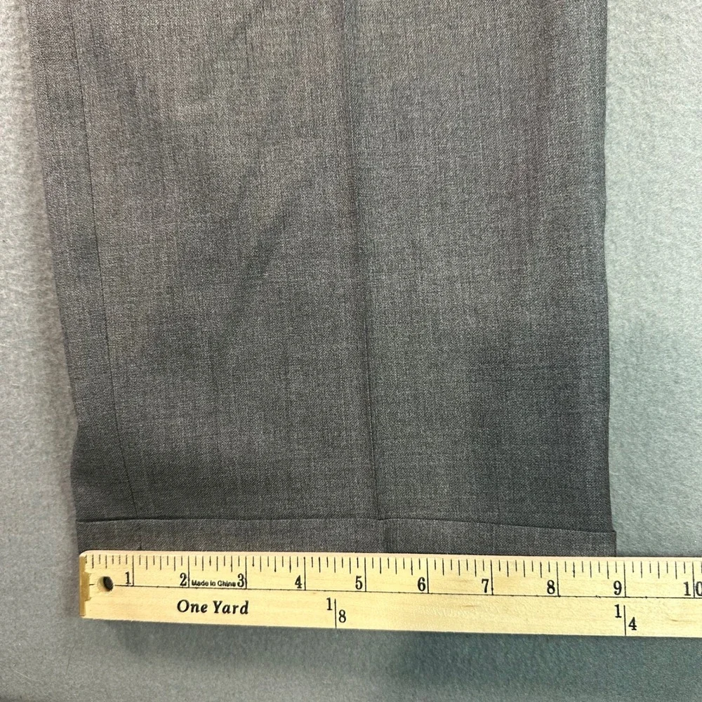 Tom James Royal Classic Grey Wool Pleated Cuffed Dress Pants Mens 34x31